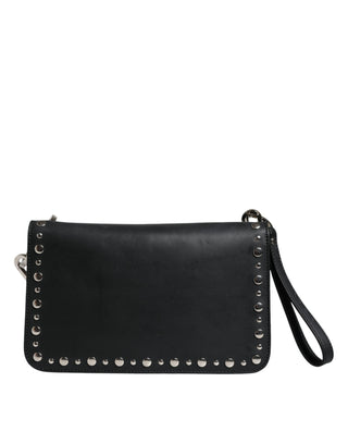 Dolce &amp; Gabbana Black Small Leather Studded Shoulder Crossbody Bag