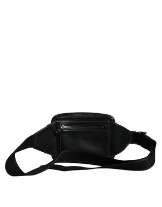 Dolce & Gabbana Black Leather LED Logo Belt Waist Fanny Pack Bag