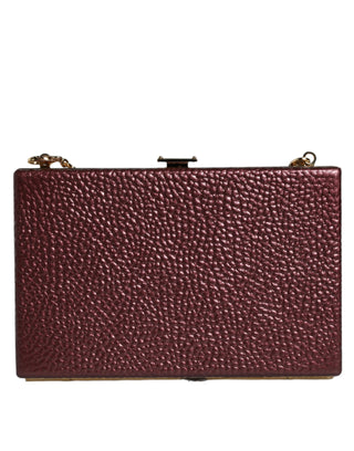 Dolce &amp; Gabbana Maroon Leather Clutch Evening Crossbody Bag