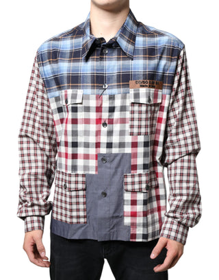 Dolce & Gabbana Multicolor Patchwork Button Down Casual Shirt