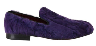 Dolce &amp; Gabbana Plush Purple Sheep Fur Loafers