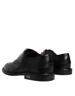 Dolce & Gabbana Black Leather Oxford Wingtip Formal Shoes