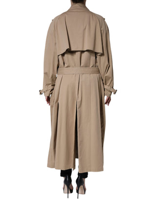 Dolce & Gabbana Khaki Double Breasted Trench Coat Jacket