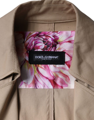 Dolce & Gabbana Khaki Double Breasted Trench Coat Jacket