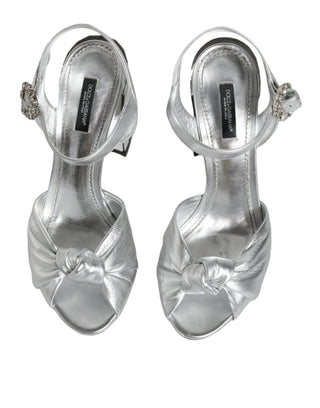 Dolce &amp; Gabbana Silver Mirror Heels KEIRA Sandals Shoes