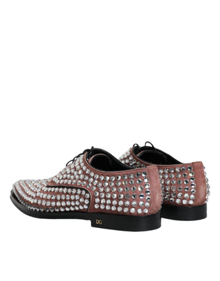 Dolce &amp; Gabbana Brown Strass Embellished Derby Dress Shoes