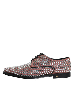 Dolce &amp; Gabbana Brown Strass Embellished Derby Dress Shoes