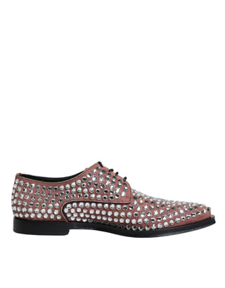 Dolce &amp; Gabbana Brown Strass Embellished Derby Dress Shoes