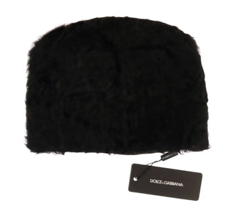 Dolce &amp; Gabbana Elegant Black Xiangao Fur Beanie Hat