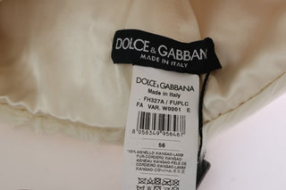 Dolce &amp; Gabbana Elegant White Fur Beanie Luxury Winter Hat