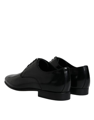 Dolce & Gabbana Black Leather Lace Up Men Derby Formal Shoes