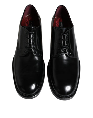 Dolce &amp; Gabbana Black Leather Lace Up Men Derby Formal Shoes