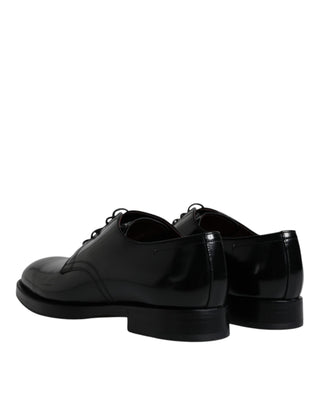 Dolce &amp; Gabbana Black Leather Lace Up Men Derby Formal Shoes