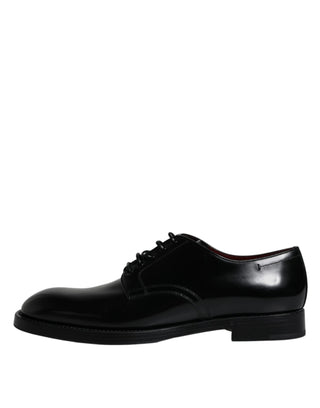 Dolce &amp; Gabbana Black Leather Lace Up Men Derby Formal Shoes