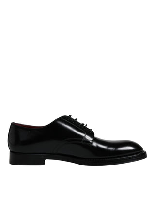 Dolce &amp; Gabbana Black Leather Lace Up Men Derby Formal Shoes