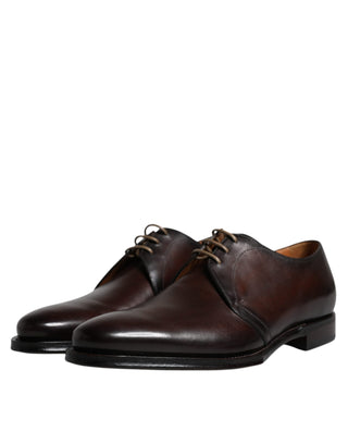 Dolce &amp; Gabbana Black Leather Lace Up Men Derby Formal Shoes