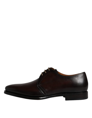 Dolce &amp; Gabbana Black Leather Lace Up Men Derby Formal Shoes