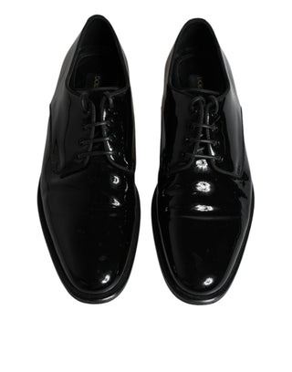 Dolce &amp; Gabbana Black Leather Lace Up Men Derby Formal Shoes