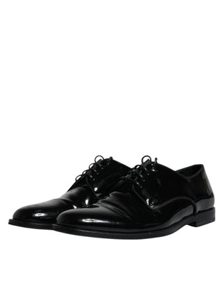 Dolce &amp; Gabbana Black Leather Lace Up Men Derby Formal Shoes