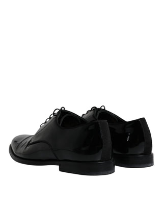 Dolce &amp; Gabbana Black Leather Lace Up Men Derby Formal Shoes