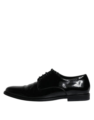 Dolce &amp; Gabbana Black Leather Lace Up Men Derby Formal Shoes