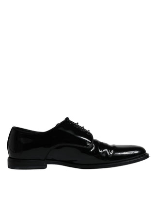 Dolce &amp; Gabbana Black Leather Lace Up Men Derby Formal Shoes