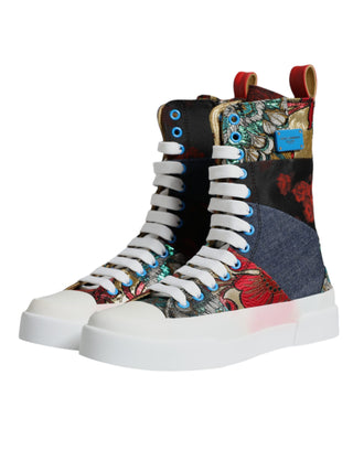 Dolce & Gabbana Multicolor Patchwork High Top Sneakers Shoes