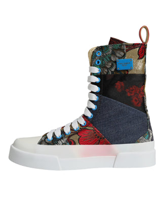 Dolce & Gabbana Multicolor Patchwork High Top Sneakers Shoes