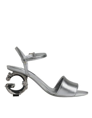 Dolce &amp; Gabbana Silver KEIRA Heels Ankle Strap Sandals Shoes