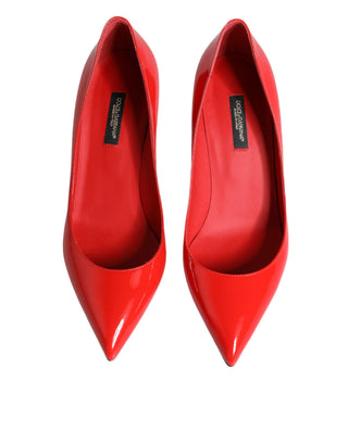 Dolce &amp; Gabbana Red Patent Leather Kitten Heels Pumps Shoes