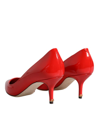 Dolce &amp; Gabbana Red Patent Leather Kitten Heels Pumps Shoes