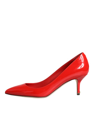 Dolce &amp; Gabbana Red Patent Leather Kitten Heels Pumps Shoes