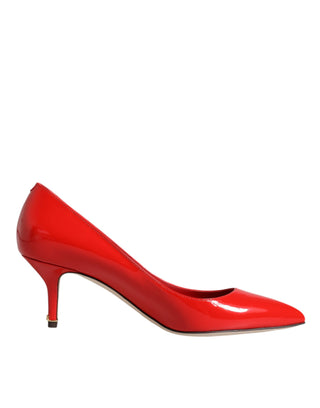 Dolce &amp; Gabbana Red Patent Leather Kitten Heels Pumps Shoes