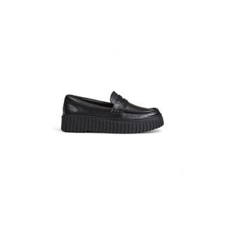 Clarks Black Leather Flat Shoes