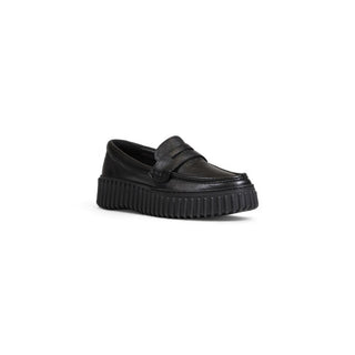 Clarks Black Leather Flat Shoes