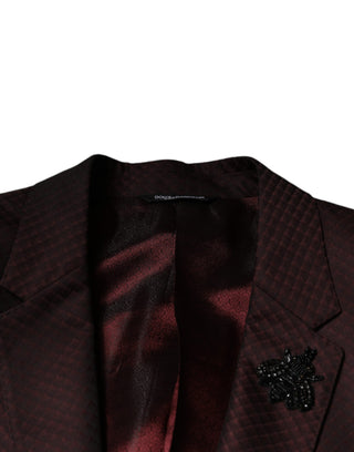 Dolce & Gabbana Maroon Deck Card Crown 2 Piece Formal Suit