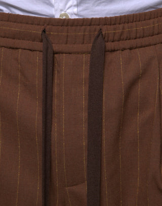 Dolce & Gabbana Brown Stripes Skinny Men Dress Pants