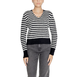 Only Black And White Polyester Sweater