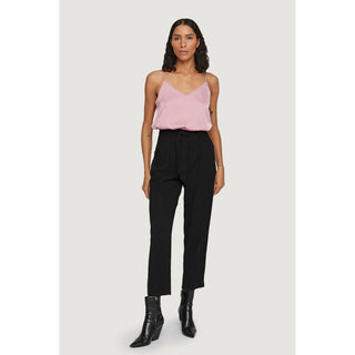 Vila Clothes Black Viscose Cropped Pant
