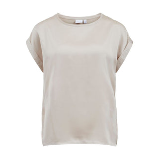 Vila Clothes Gold Cotton T-Shirt