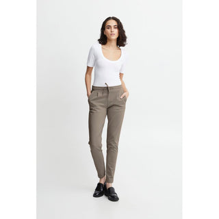 ICHI Beige Polyester Pant