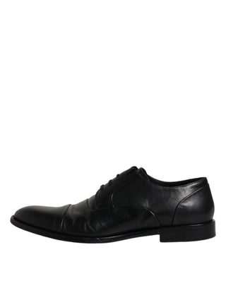 Dolce &amp; Gabbana Black Leather Lace Up Men Derby Formal Shoes