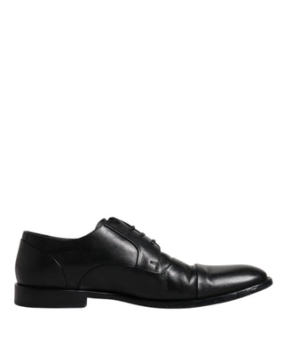 Dolce &amp; Gabbana Black Leather Lace Up Men Derby Formal Shoes