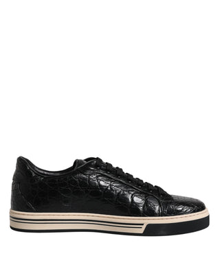 Dolce &amp; Gabbana Black Leather Low Top Men Sneakers Shoes