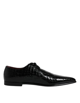 Dolce & Gabbana Black Exotic Leather Mens Derby Formal Shoes