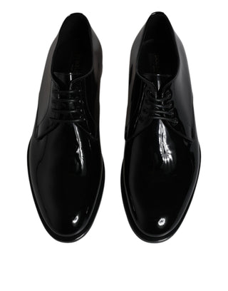 Dolce &amp; Gabbana Black Patent Leather Derby Formal Dress Shoes