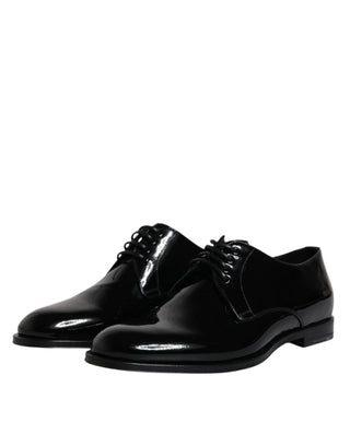 Dolce &amp; Gabbana Black Patent Leather Derby Formal Dress Shoes