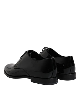 Dolce &amp; Gabbana Black Patent Leather Derby Formal Dress Shoes