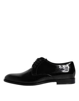 Dolce &amp; Gabbana Black Patent Leather Derby Formal Dress Shoes