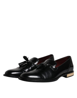 Dolce & Gabbana Black Calf Leather Loafers Mens Dress Shoes